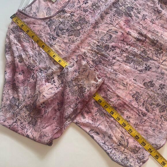 J. Jill Floral Mesh Top Womens XL Pink Purple Gold Lettuce Hem Fairy Romantic - Picture 6 of 6